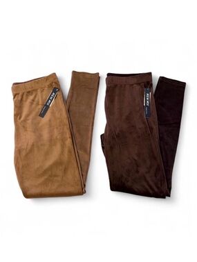 New Mix Velour Leggings Lot of 2 Women’s 1X/2X Brown Tan Cozy Soft Comfy Relax